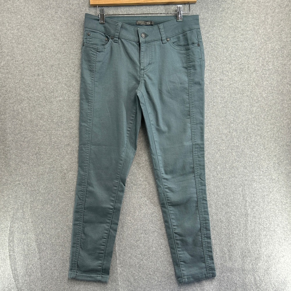 prAna Carlotta Crop Pants Slate Green Slim Leg Organic Cotton Stretch Size 6/28